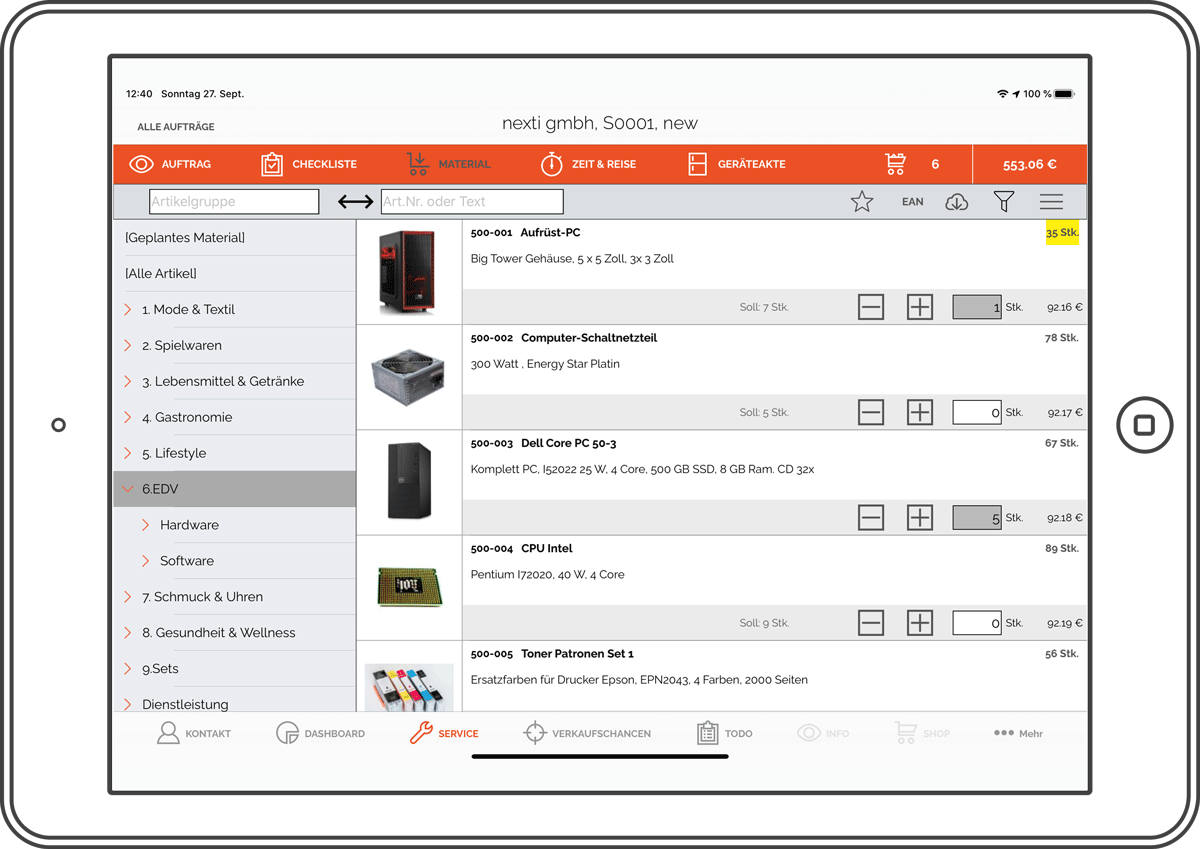 Materialerfassung