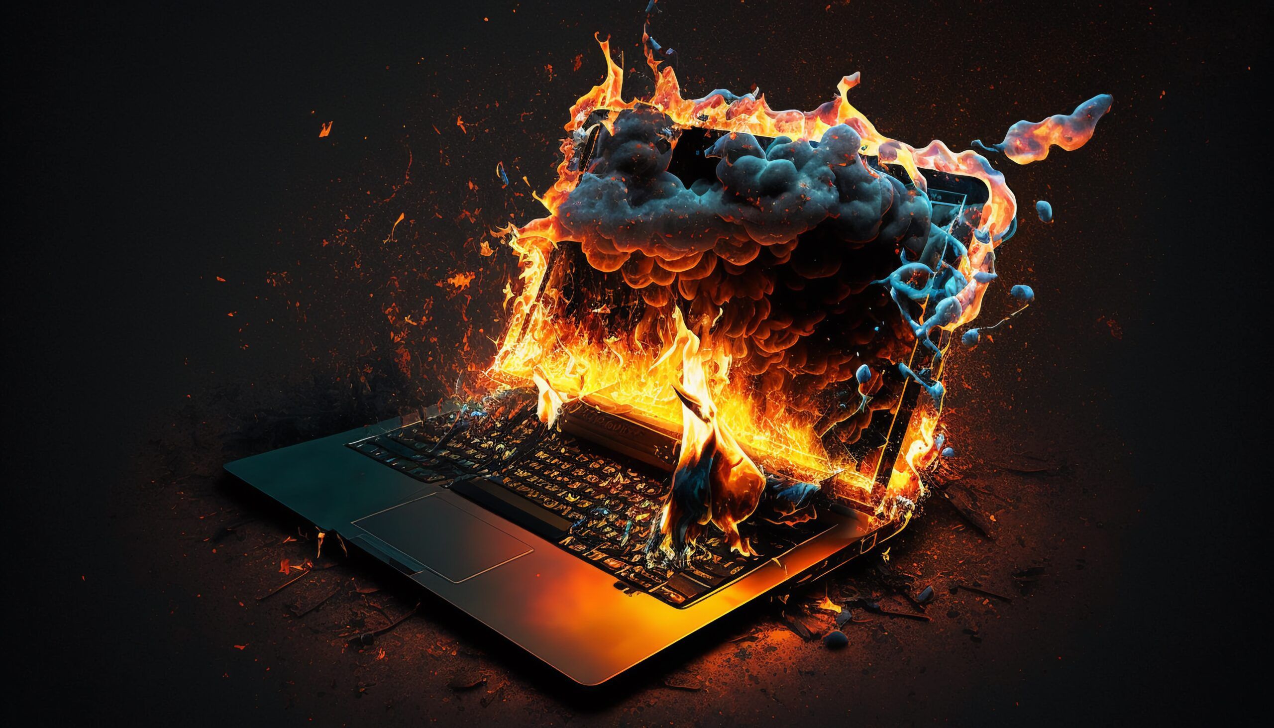 brennender Laptop
