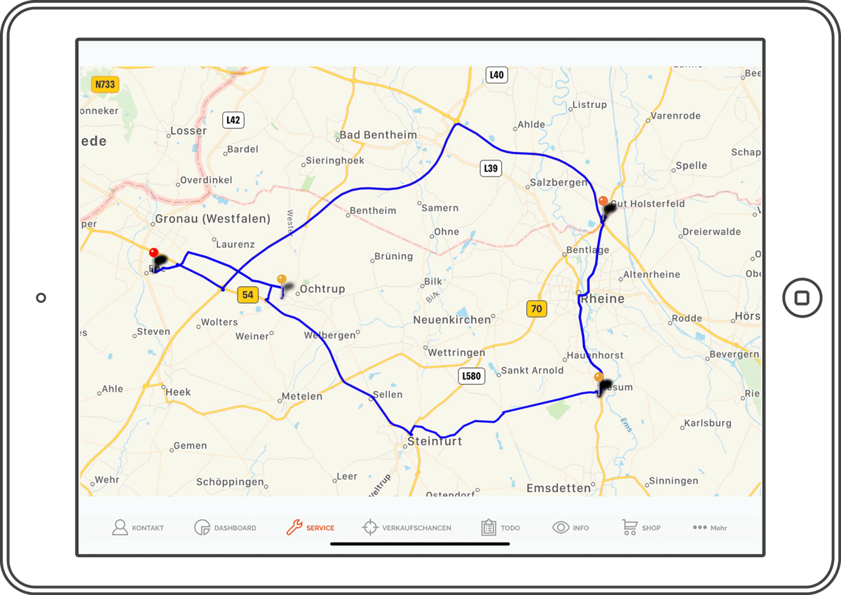 Bewegungstracing mit Fahrtroute